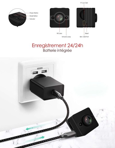 Mini caméra espion Full HD – Grand angle – Détection de mouvement