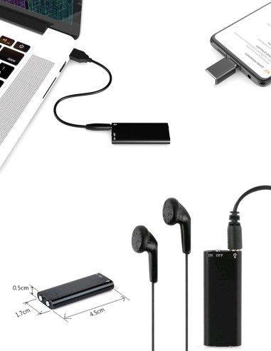 Micro enregistreur espion - dictaphone - lecteur mp3