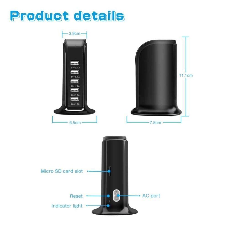 Station charge secteur USB camera a distance - details