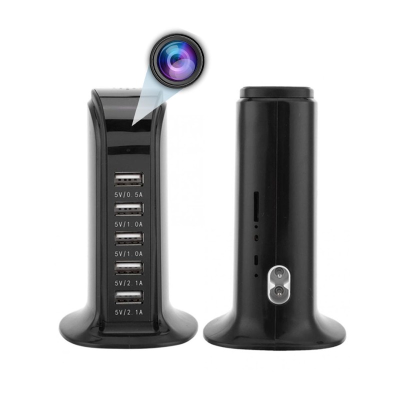 Station charge secteur USB camera espion a distance - double face