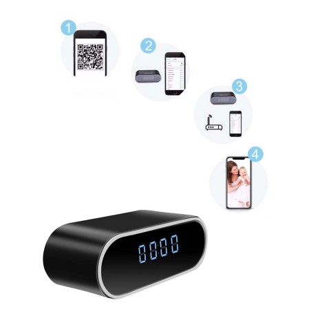 Horloge camera espion wifi vision nocturne - etapes