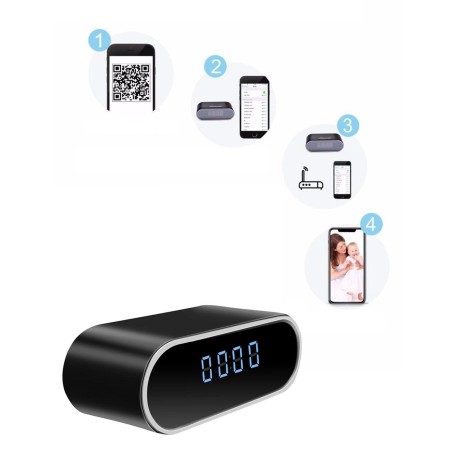 Horloge caméra espion Wifi HD – Vision Nocturne - Vision à Distance