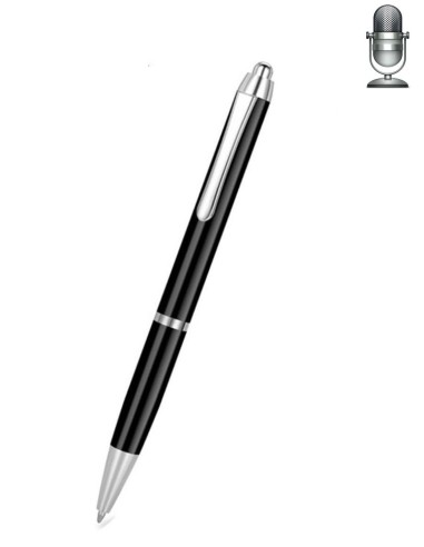 Stylo micro espion noir enregistrement en continu