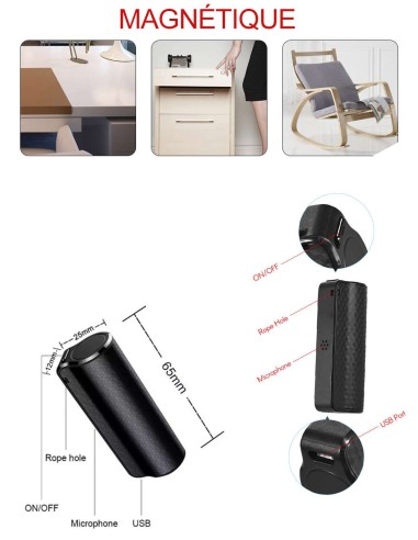 Dictaphone espion longue autonomie - details