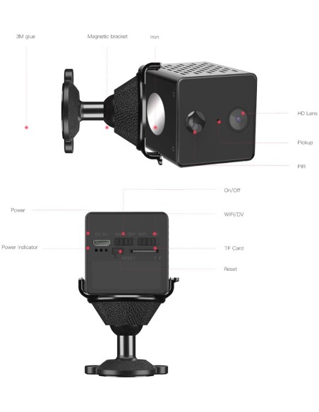 Mini caméra Wifi Full HD – Grand angle - Vision à distance & nocturne