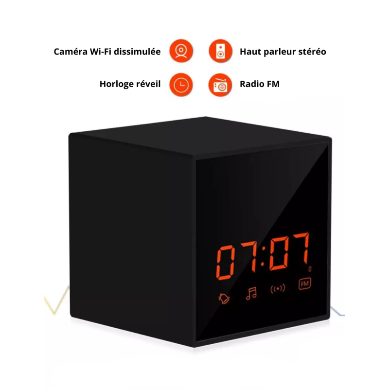 Caméra espion réveil - Qualité Full HD avec vision à distance wifi