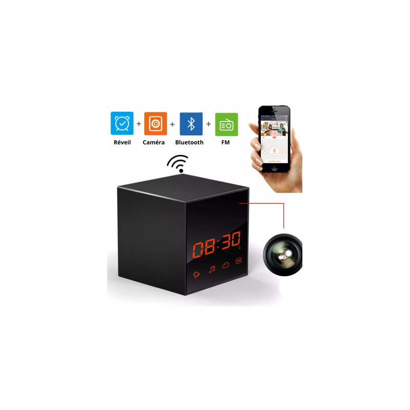 Caméra espion réveil - Qualité Full HD avec vision à distance wifi