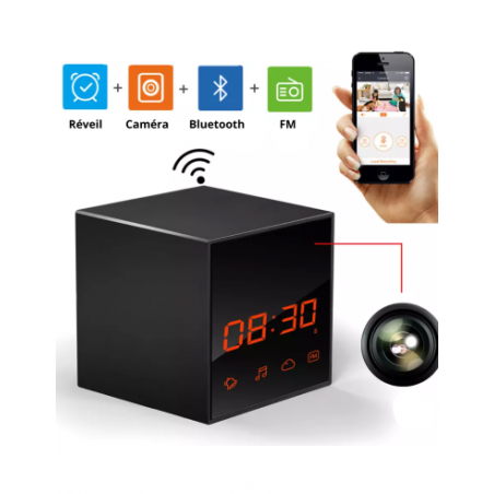 Caméra espion réveil - Qualité Full HD avec vision à distance wifi