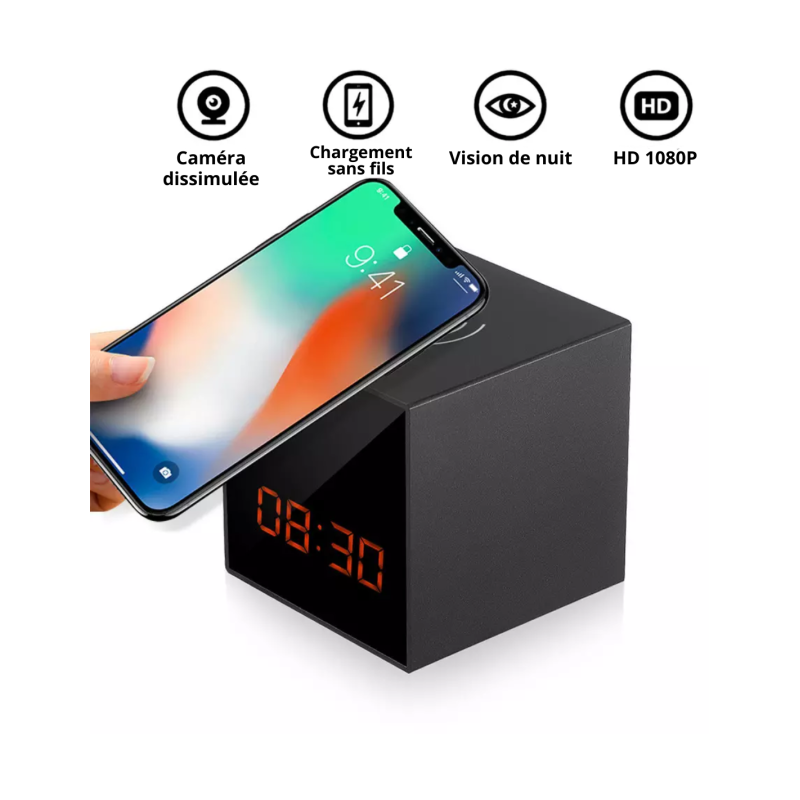 Caméra espion réveil - Qualité Full HD avec vision à distance wifi