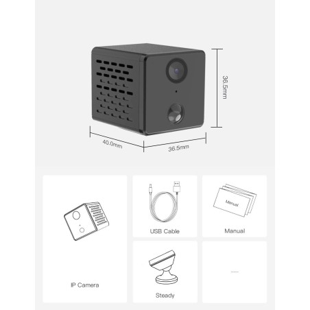 Mini caméra Wifi Full HD – Grand angle - Vision à distance & nocturne