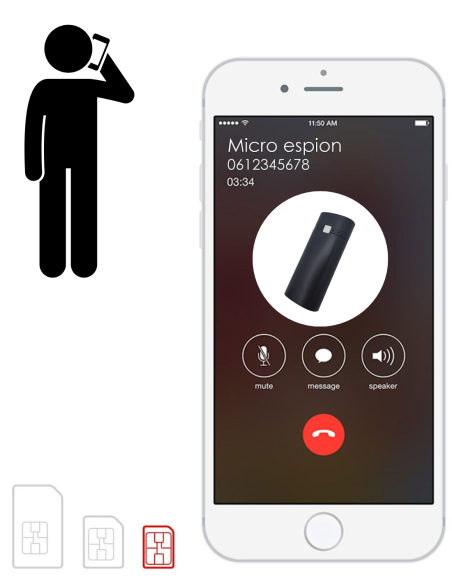Micro espion batterie  externe - autonomie jusqu'à 100 jours