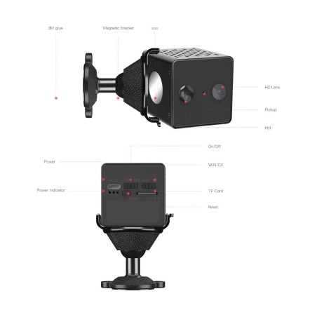 Mini caméra wifi - Full HD - Grand angle - Vision nocturne