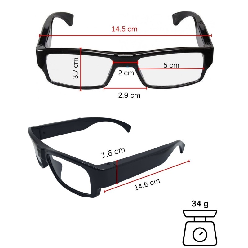 Lunette caméra espion - Full HD 1080p - Vidéo avec son