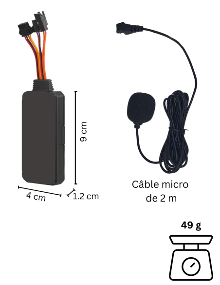 Tracker GPS avec Micro espion enregistreur - Détection de mouvement - Longue autonomie