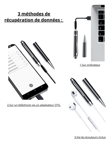 Stylo espion - enregistreur vocal - 20h d'autonomie