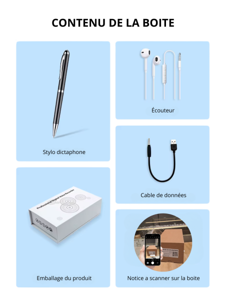 Stylo espion - enregistreur vocal - 20h d'autonomie