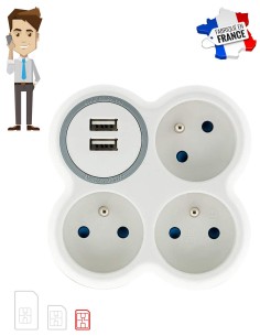 Micro GSM espion dans une triplette multiprise 2